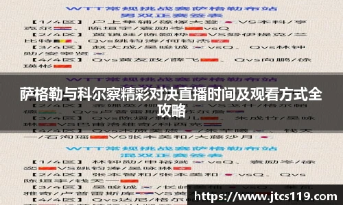 萨格勒与科尔察精彩对决直播时间及观看方式全攻略